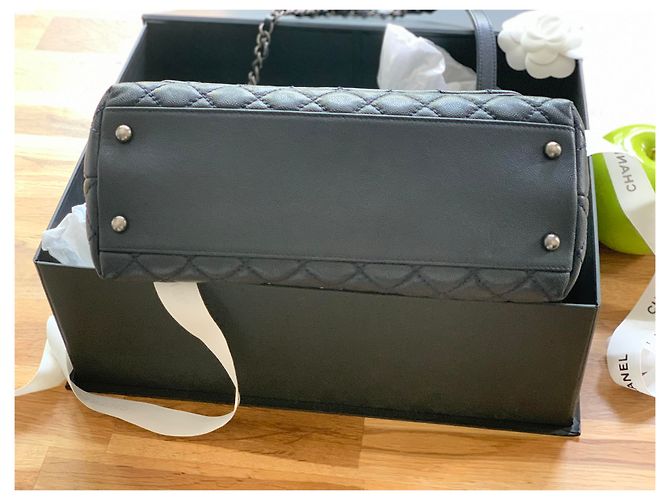 Chanel Eidechse mit Kokosgriff Dunkelblau - Ansicht 11