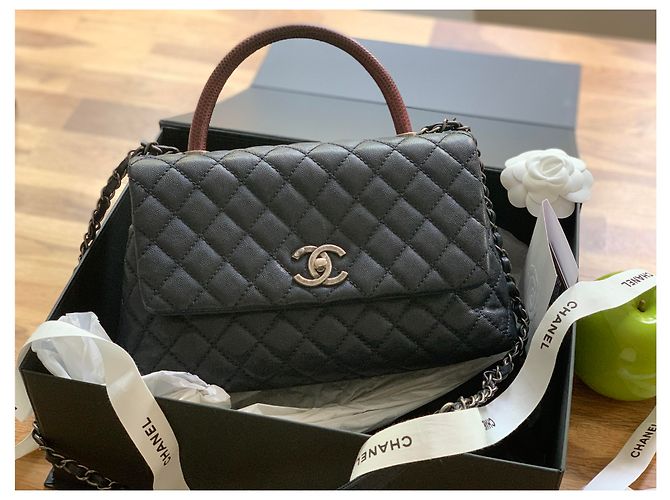 Chanel Eidechse mit Kokosgriff Dunkelblau - Ansicht 2