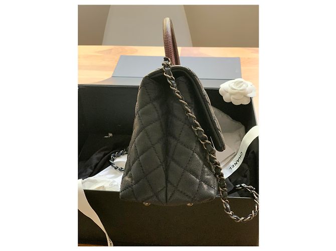 Chanel Eidechse mit Kokosgriff Dunkelblau - Ansicht 5
