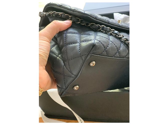 Chanel Eidechse mit Kokosgriff Dunkelblau - Ansicht 6