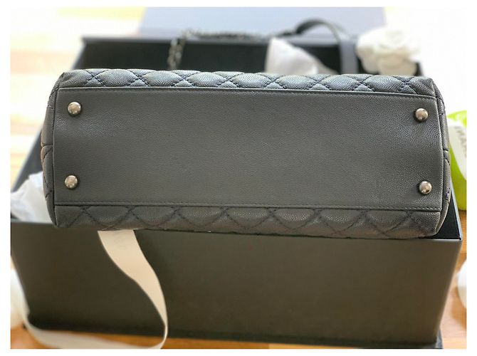 Chanel Eidechse mit Kokosgriff Dunkelblau - Ansicht 7