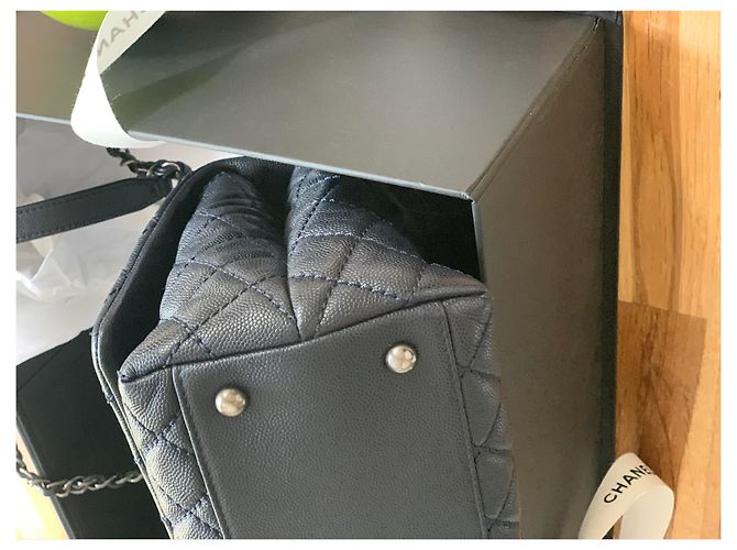 Chanel Eidechse mit Kokosgriff Dunkelblau - Ansicht 8