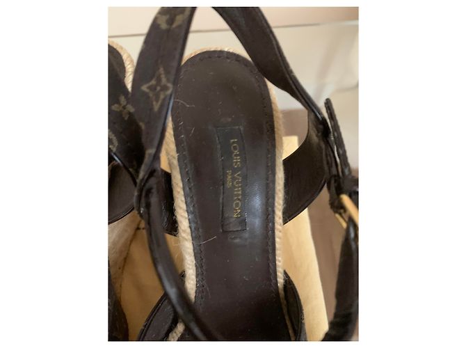 Mule con zeppa Louis Vuitton beige in tessuto - vista 2