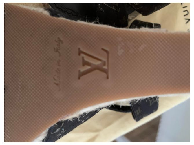 Mule con zeppa Louis Vuitton beige in tessuto - vista 4
