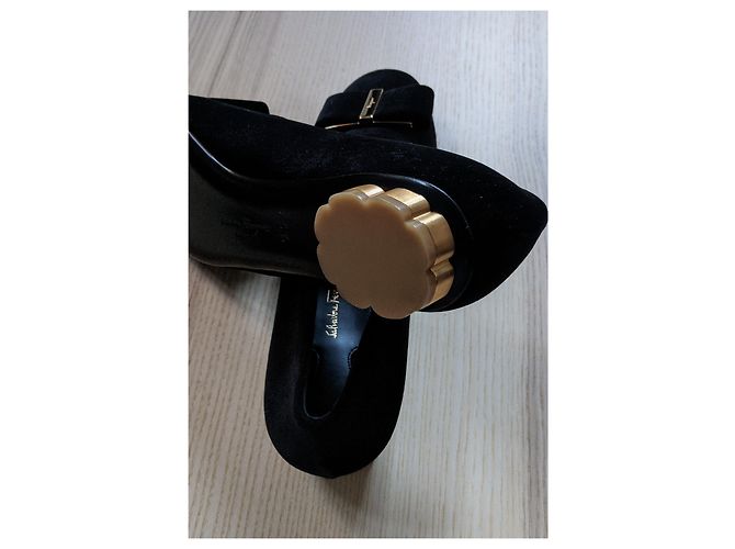 Ballerine Salvatore Ferragamo Sarno in velluto nero - vista 3
