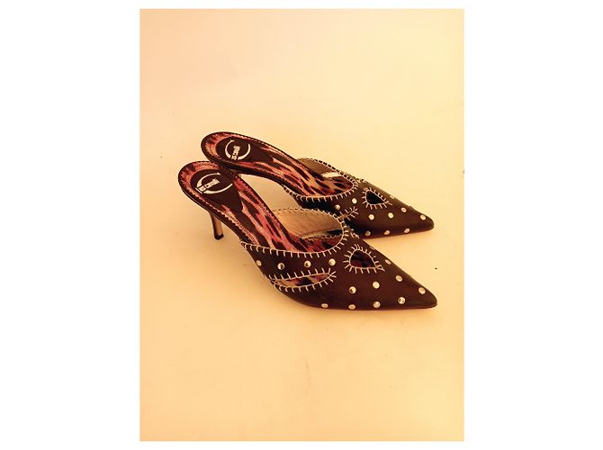 Mules Just Cavalli in pelle nera Nero - vista 2