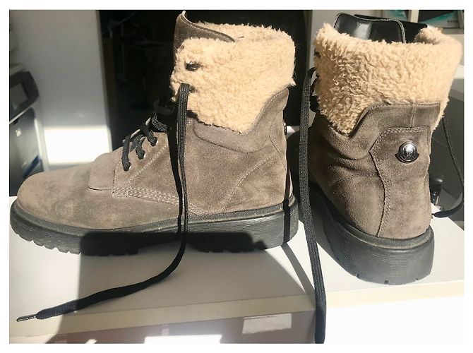 Bottines en cuir Moncler Patty Gris - vue 2