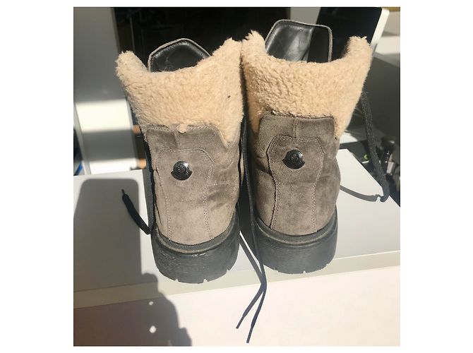 Bottines en cuir Moncler Patty Gris - vue 3