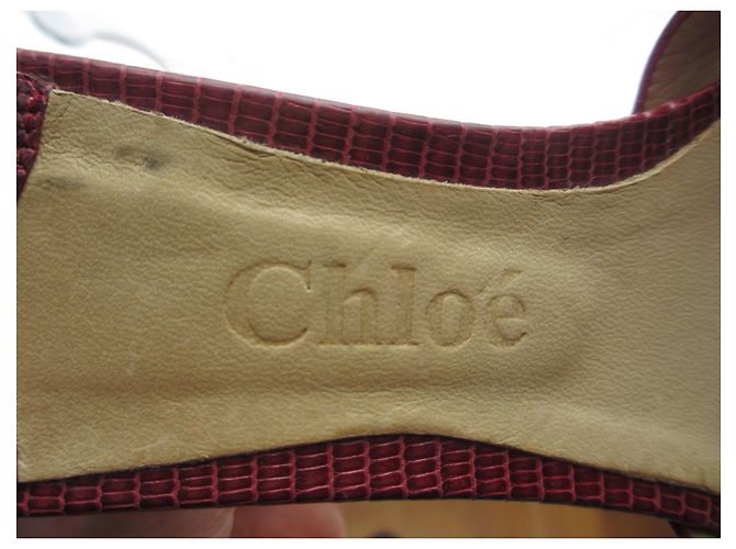 Décolleté Chloé bordeaux in vernice e pitone Bordò - vista 5