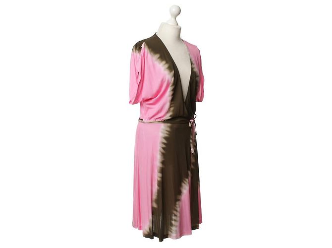 Diane Von Furstenberg DvF Pelego Vintage Wickelkleid Pink Mehrfarben Khaki - Ansicht 3