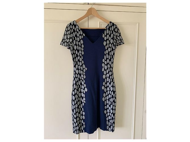 Diane Von Furstenberg DvF Queen Kleid mit Spitzendetails Schwarz Weiß Blau - Ansicht 2
