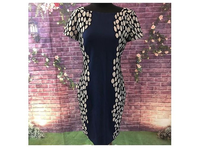 Diane Von Furstenberg DvF Queen Kleid mit Spitzendetails Schwarz Weiß Blau - Ansicht 4