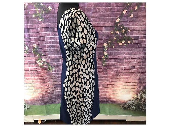 Diane Von Furstenberg DvF Queen Kleid mit Spitzendetails Schwarz Weiß Blau - Ansicht 5
