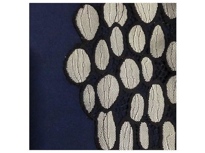 Diane Von Furstenberg DvF Queen Kleid mit Spitzendetails Schwarz Weiß Blau - Ansicht 7