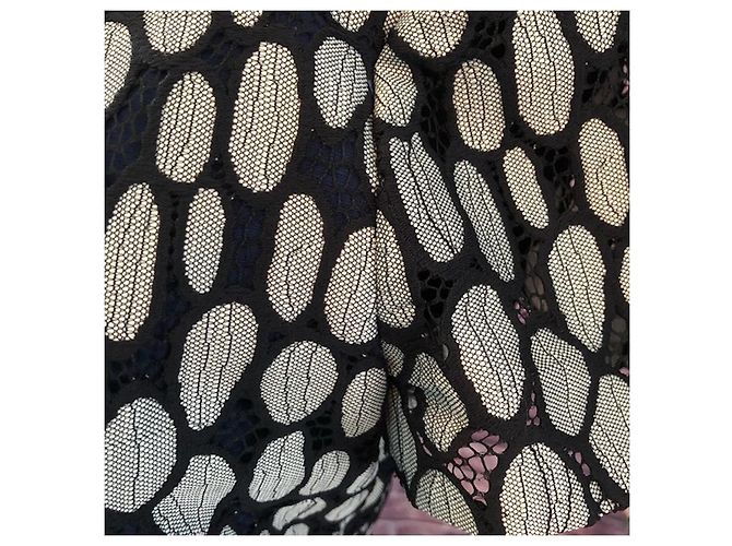 Diane Von Furstenberg DvF Queen Kleid mit Spitzendetails Schwarz Weiß Blau - Ansicht 8