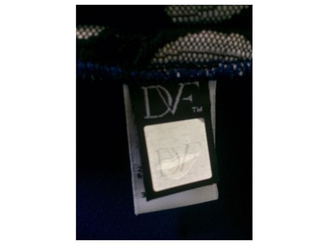 Diane Von Furstenberg DvF Queen Kleid mit Spitzendetails Schwarz Weiß Blau - Ansicht 9