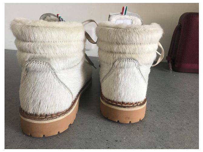 Autre Marque Botines de piel blanca Blanco - vista 3