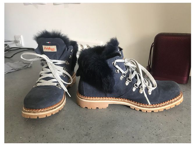 Autre Marque Stivaletti in pelle blu navy - vista 2