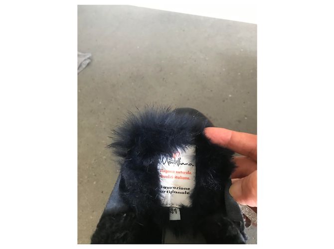 Autre Marque Stivaletti in pelle blu navy - vista 3