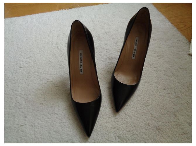 Sapatos Manolo Blahnik BB 105 de couro preto com bico fino Tamanho 39 - vista 3