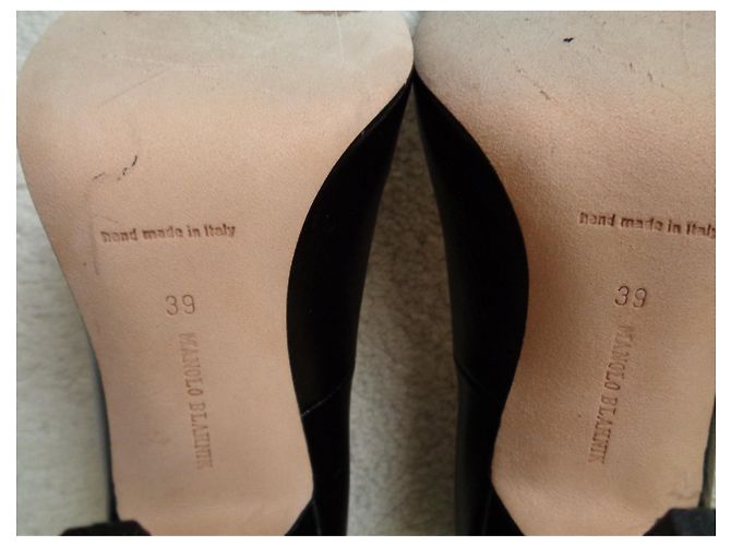 Sapatos Manolo Blahnik BB 105 de couro preto com bico fino Tamanho 39 - vista 5