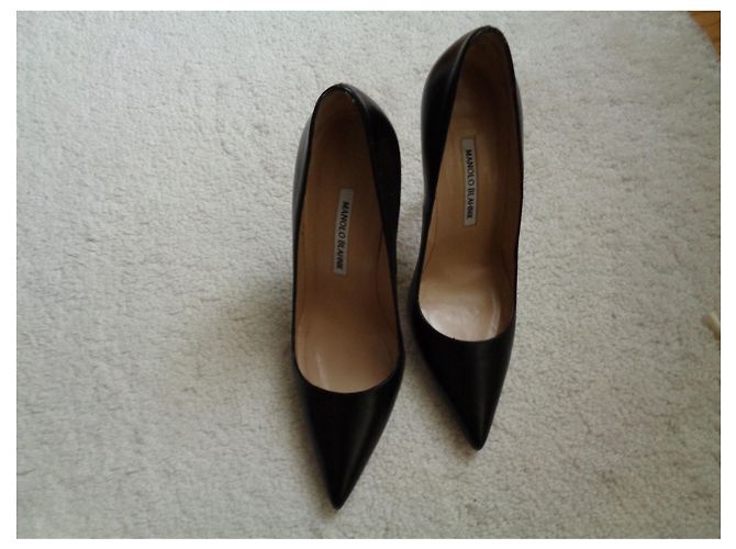 Sapatos Manolo Blahnik BB 105 de couro preto com bico fino Tamanho 39 - vista 8