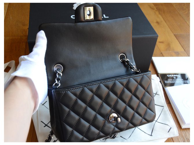 Mini bag Chanel Timeless Classic Nero Argento - vista 10