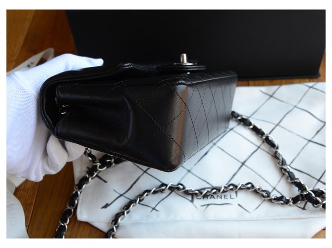 Mini bag Chanel Timeless Classic Nero Argento - vista 5