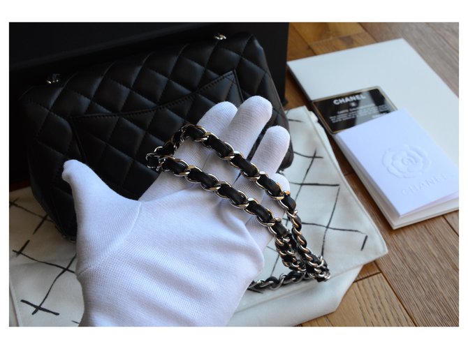 Mini bag Chanel Timeless Classic Nero Argento - vista 9