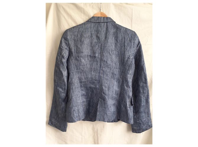 Zara Leinenblazer Weiß Hellblau - Ansicht 2