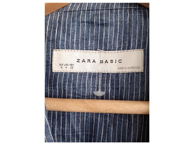 Zara Leinenblazer Weiß Hellblau - Ansicht 3