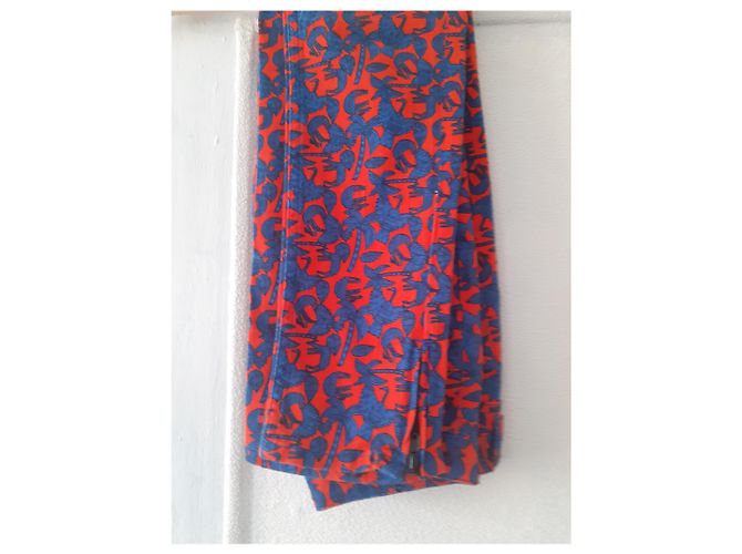 Pantalones Slim Claudie Pierlot de Algodón y Elastano Naranja Azul Oscuro - vista 2