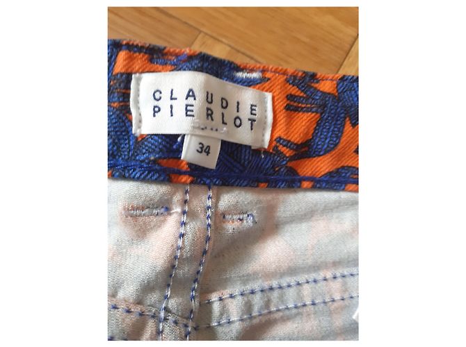 Pantalones Slim Claudie Pierlot de Algodón y Elastano Naranja Azul Oscuro - vista 3