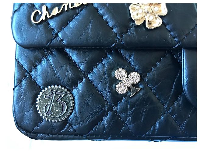 Chanel Reissue 2.55 Borsa con ciondolo da casinò Nero - vista 6
