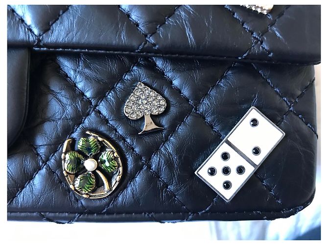 Chanel Reissue 2.55 Borsa con ciondolo da casinò Nero - vista 7