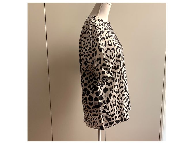 Yves Saint Laurent Top de túnica corta animalier de seda Multicolor - vista 10
