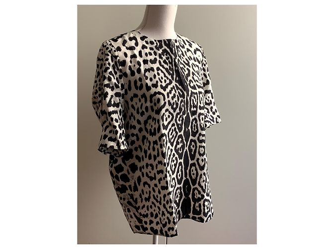 Yves Saint Laurent Top de túnica corta animalier de seda Multicolor - vista 11