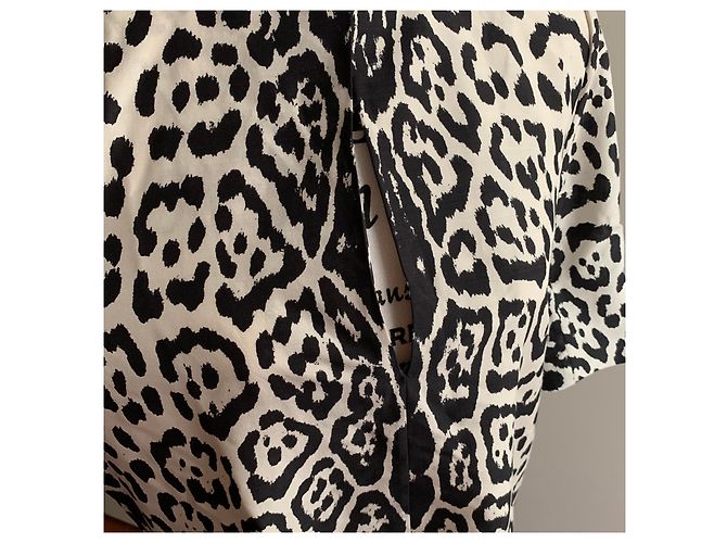 Yves Saint Laurent Top de túnica corta animalier de seda Multicolor - vista 12