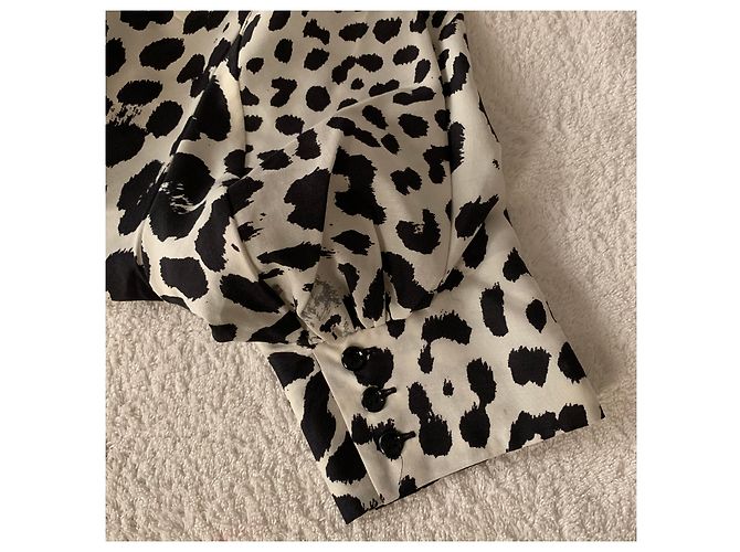 Yves Saint Laurent Top de túnica corta animalier de seda Multicolor - vista 14