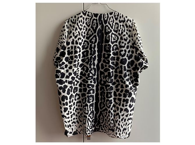 Yves Saint Laurent Top de túnica corta animalier de seda Multicolor - vista 2