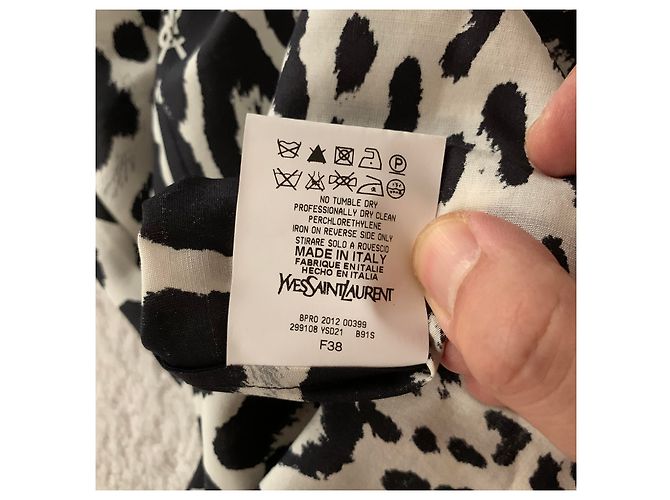 Yves Saint Laurent Top de túnica corta animalier de seda Multicolor - vista 6