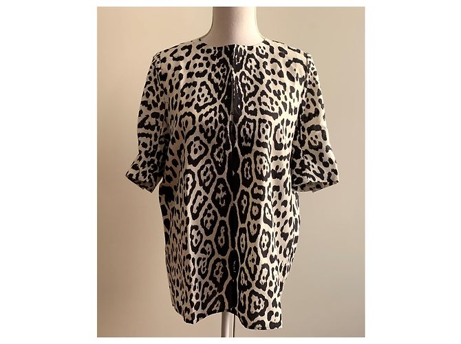 Yves Saint Laurent Top de túnica corta animalier de seda Multicolor - vista 7