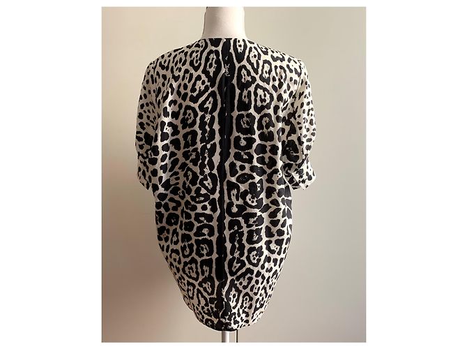 Yves Saint Laurent Top de túnica corta animalier de seda Multicolor - vista 8
