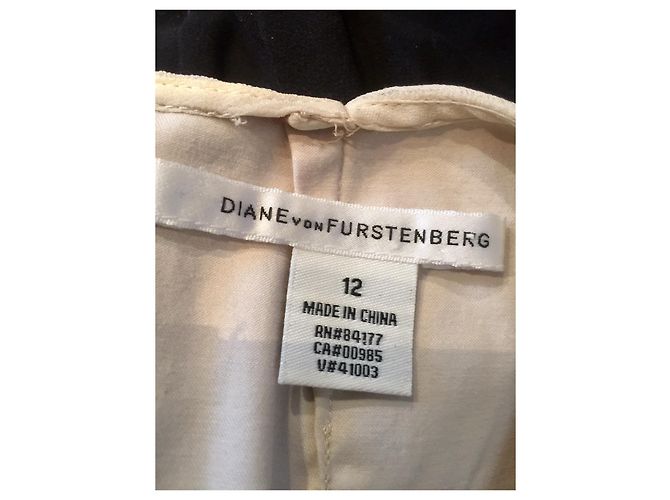 Abito Diane Von Furstenberg Emma in seta nero e crema Crudo - vista 11