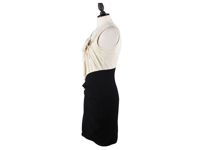Abito Diane Von Furstenberg Emma in seta nero e crema Crudo - vista 2