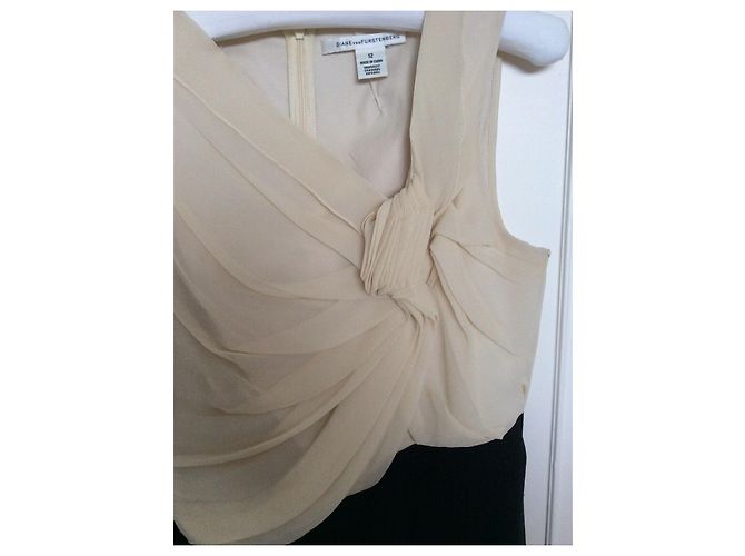 Abito Diane Von Furstenberg Emma in seta nero e crema Crudo - vista 5