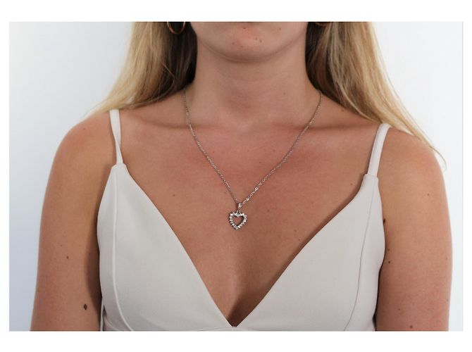 Autre Marque Collana cuore in oro bianco con diamanti Argento - vista 8