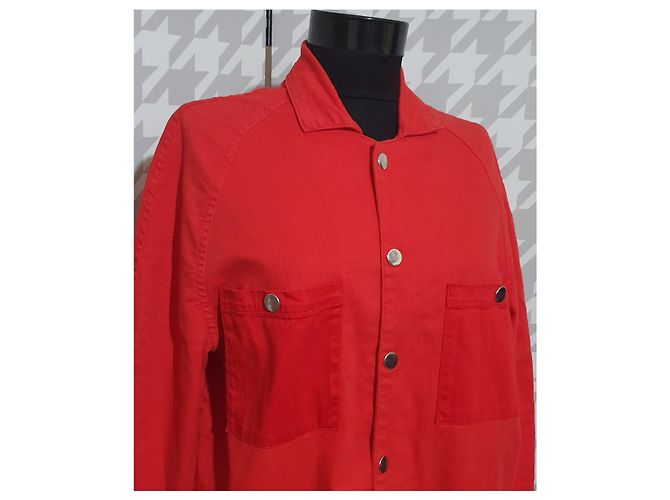 Mads Norgaard Chaqueta de algodón roja Mads Norgarrd Copenhagen Talla L - vista 2