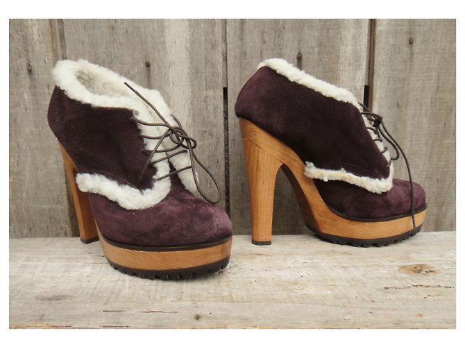 botas baixas Dolce & Gabbana tosquia e madeira t 40 - vista 3