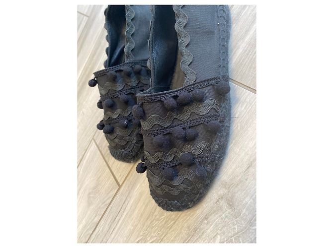 Maje Mahe Espadrilles mit Pompon schwarz Leinen Größe 39 - Ansicht 4